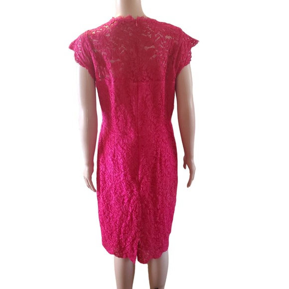 Miusol Size L Raspberry Pink Lace Zip up Sheath Dress TINY FLAW (marked 1X) - Picture 5 of 13